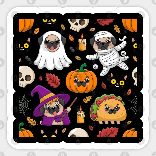 Halloween-Pug Sticker by Creatifly Graphic Tees